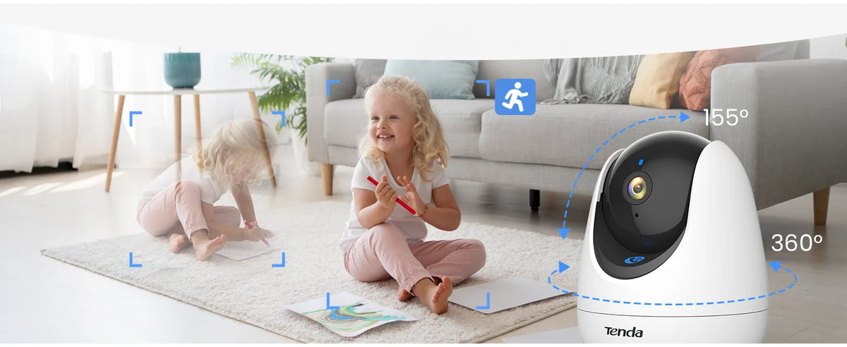Tenda 2K Indoor Camera WiFi6 Wireless Cameras for Home Security One-Touch Calling Human/Pet/Baby Crying Detection Night Vision