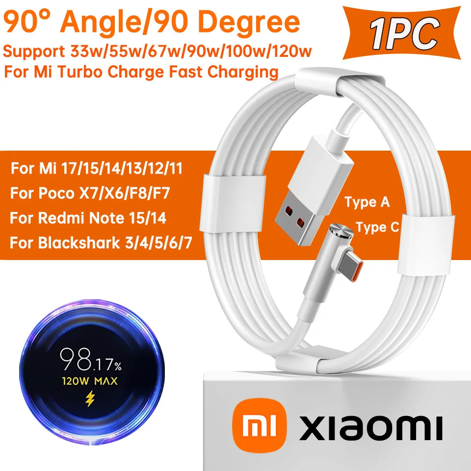 XIAOMI Original Usb Type C Cable 120W 100W 90W 67W 45W Turbo Fast Charger Mi 17 15 14 13 12 T Pro Ultra Poco F8 X8 X7 Redmi Note