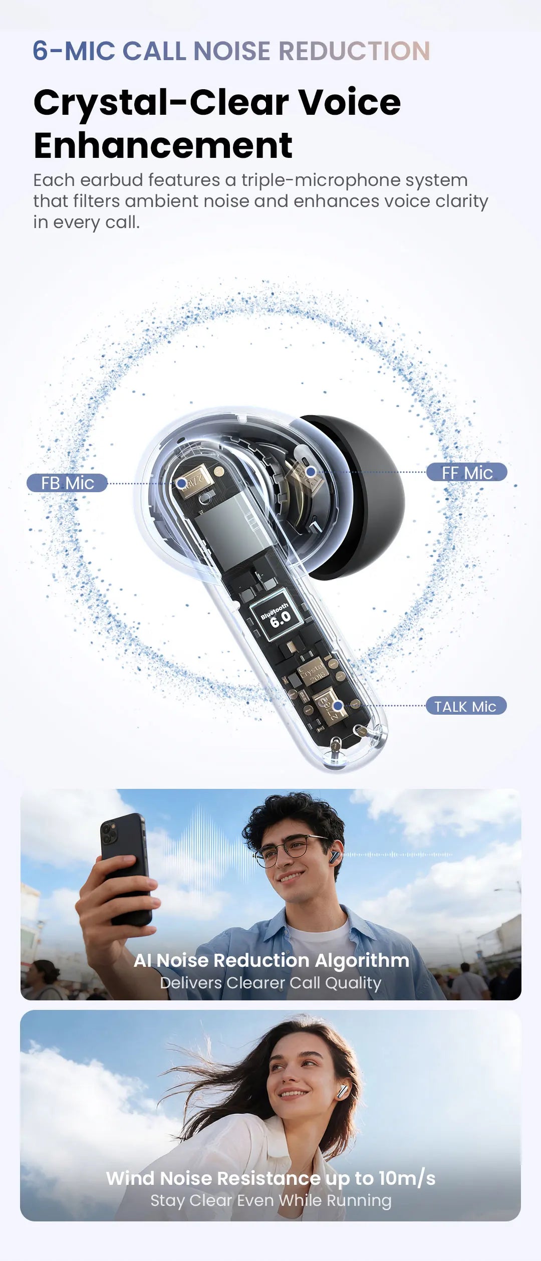 HAYLOU Flowbuds N50 ANC Bluetooth 6.0 Wireless Earphones Active Noise Cancellation 6 Mics AI Claer Call Earbuds 32H Playtime