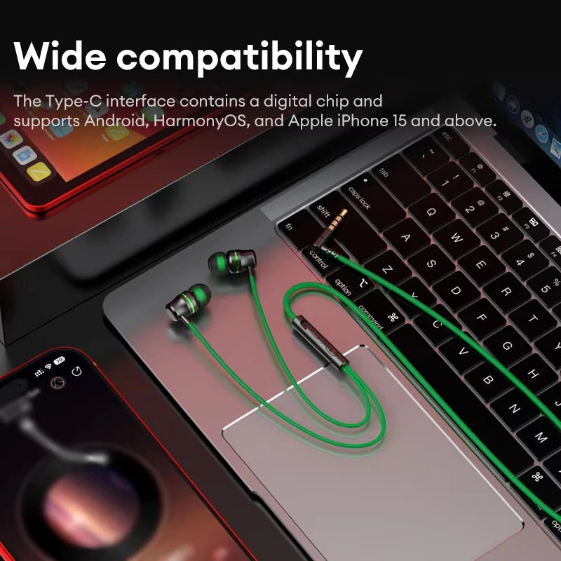 Lenovo YF38 Wired Headphones Type-C/3.5mm With Wire Control In-ear Wired Earphones With Mic For Laptop Computer Tablet Phone