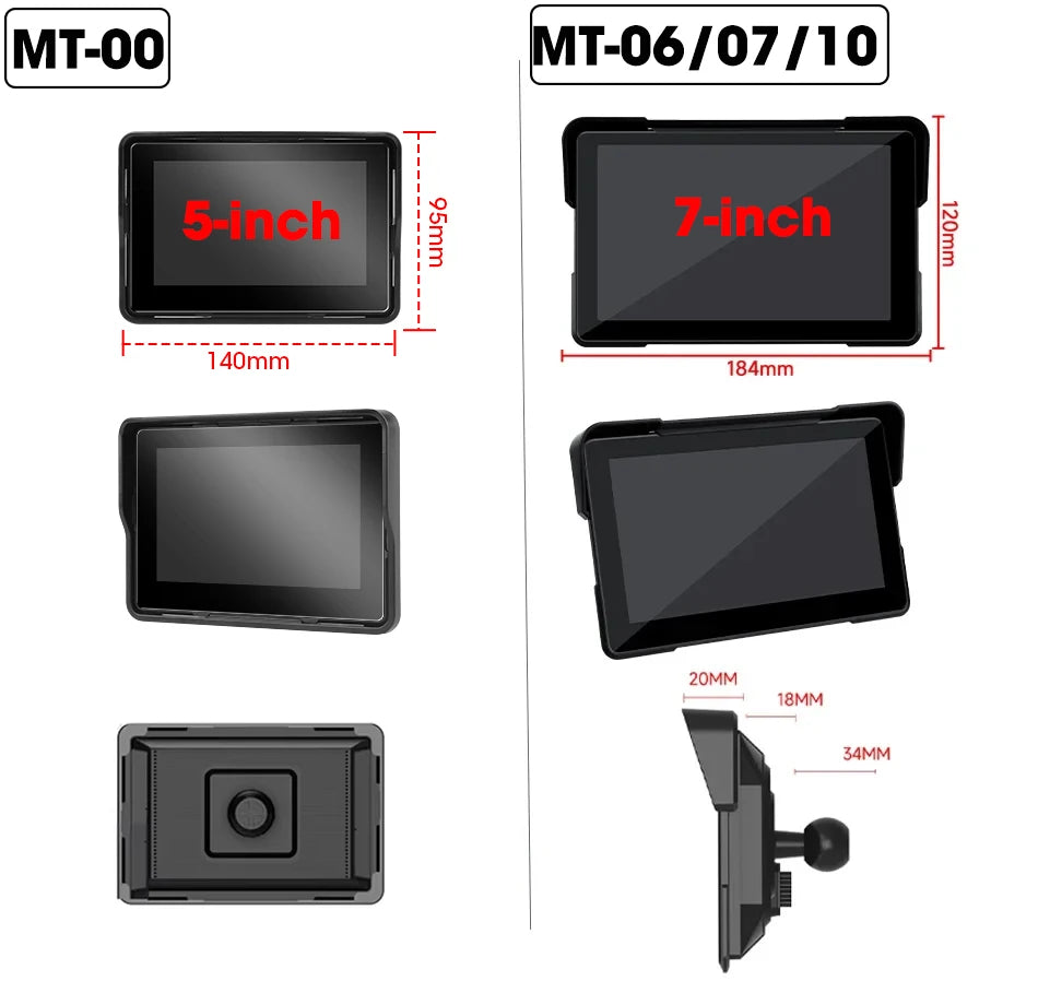 Jansite 5/7 inch Carplay Motorcycle DVR Navigation GPS Wireless CarPlay Android Auto IPX7 Display Screen Portable Moto Monitor