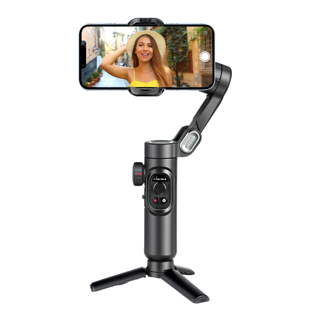 AOCHUAN 3-Axis Handheld Gimbal Stabilizer for Smartphone with Fill Light for iPhone Android Face Tracking Vlog Smart XE