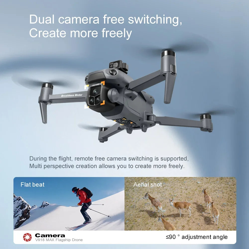 Original V918 Max GPS Foldable Drone 8K Dual Camera 360° Obstacle Avoidance Brushless 5G WiFi Screen Remote RC Quadcopter