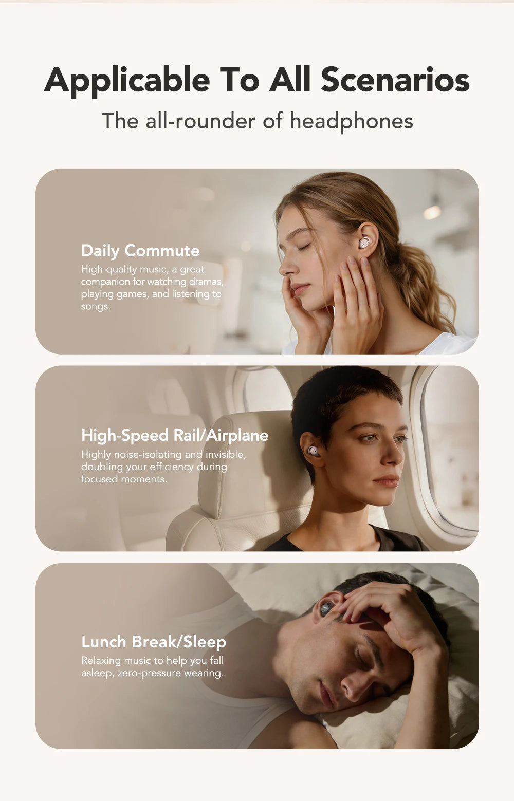 MINISO MS217 Sleep Aid Headphones Bluetooth Earphone AI Translation Earbuds In-Ear Wireless Headphones Sleep Friendly
