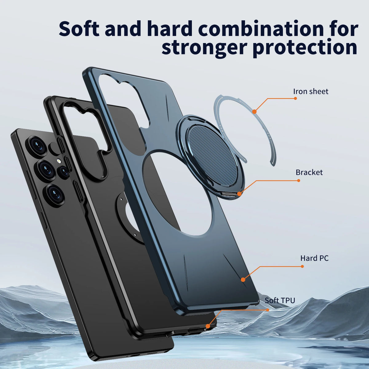 360° Folding Stand Magnetic Case For Samsung Galaxy S25 FE S24 S23 S26 Ultra Plus A56 A36 A26 A17 A07 A55 A35 A25 A14 A06 Cover