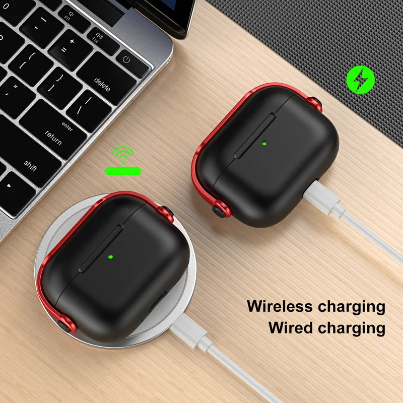 For AirPod Pro3 Case With Lock Shockproof Protective Cover with Cleaner Kit For Airpod 4 Case For AirPods Pro 3 Phone Stand Case
