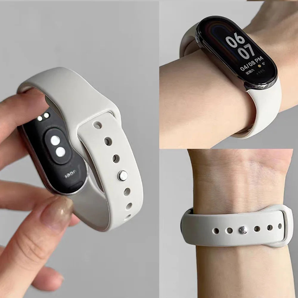 Soft Silicone Strap for Xiaomi Mi Band 10 9 8 NFC Smart Watch Sport Replaceable Bracelet Correa for Mi Band 11 Breathable Strap