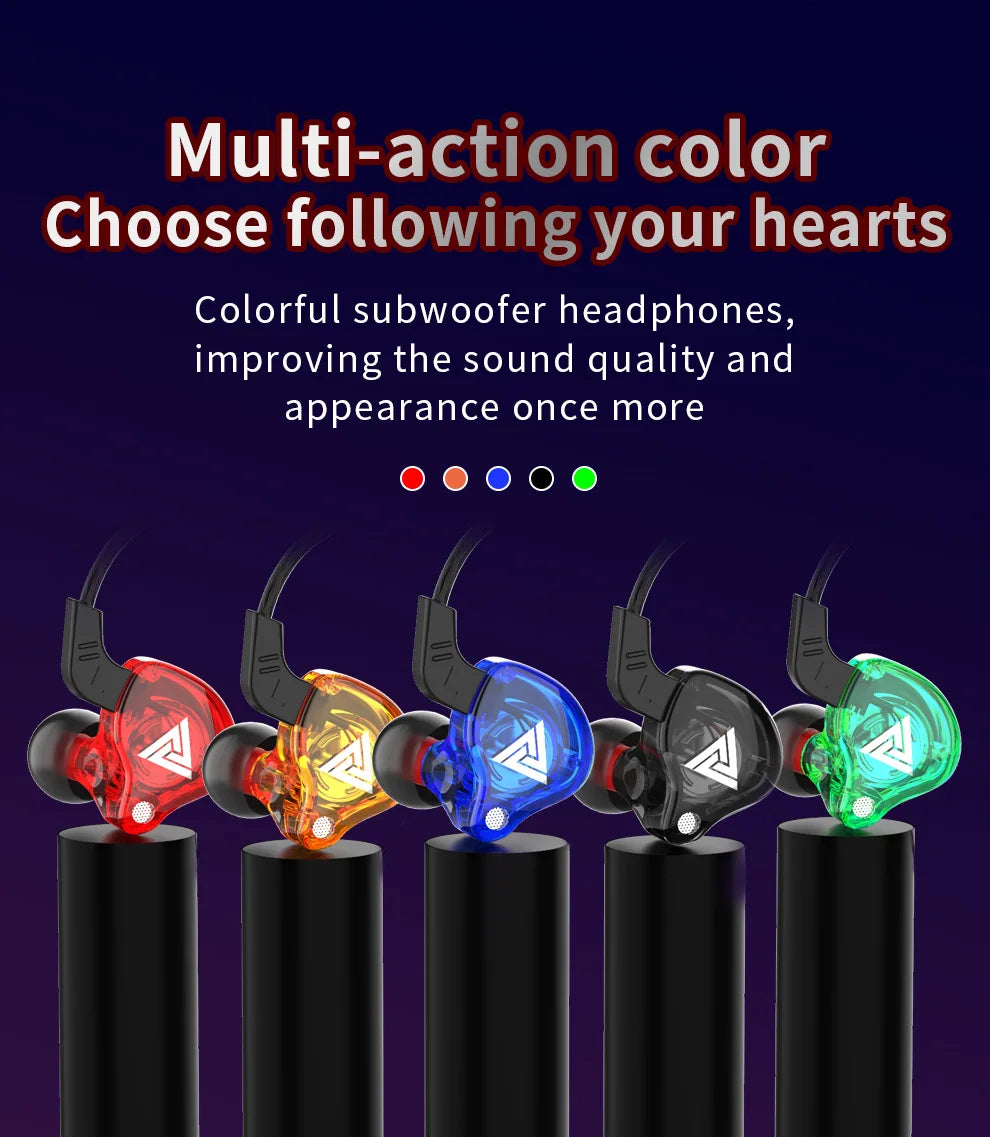 QKZ AK6 Sports In-Ear Earphones with Remote Control Microphone Heavy Bass HiFi Wired Earbuds for iPhone Samsung