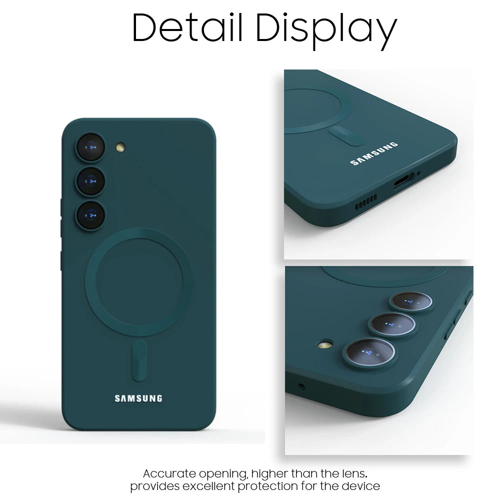 For Samsung Galaxy S25 S26 S24 S23 S 25 Ultra Plus FE For Magsafe Magnetic Wireless Charge Case Soft Cases Liquid Silicone Cover