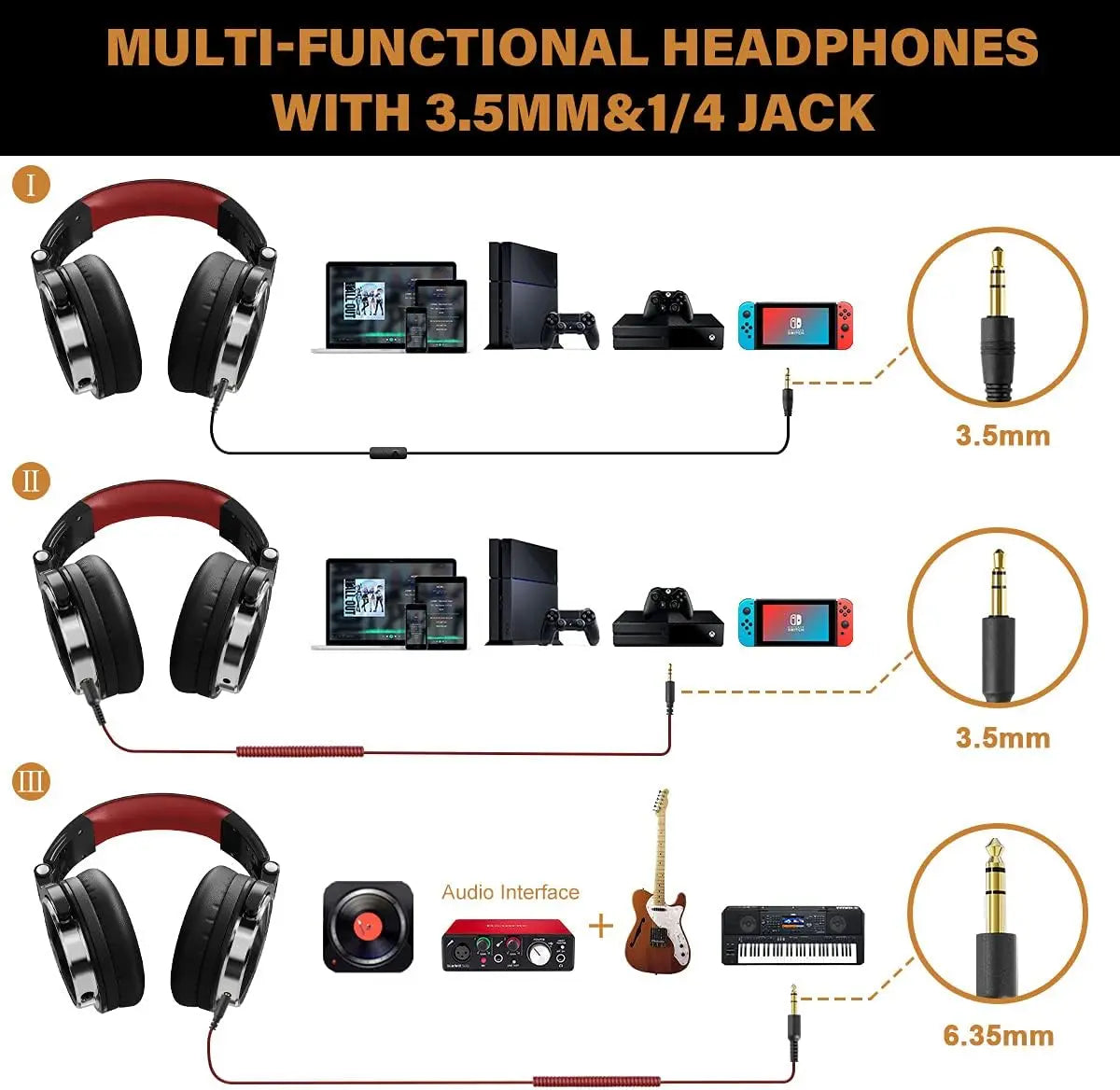 Oneodio Professional DJ Headphones Over Ear Studio Monitor Headset With Microphone HIFI Wired Bass Gaming Headset For Phone