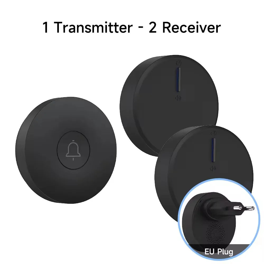 Outdoor Waterproof Circular Self Generating Wireless Doorbell Compatible With Ac 110v-240v Us/Eu Plug Ultra Long Distance Caller