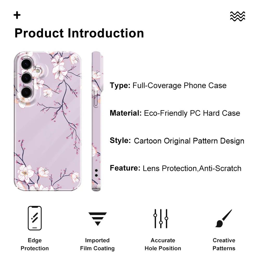Fallen Plum Blossoms Phone Case For Samsung Galaxy S25 S24 S23 S22 S21 S20 Plus Ultra FE 5G Film Hard Cover
