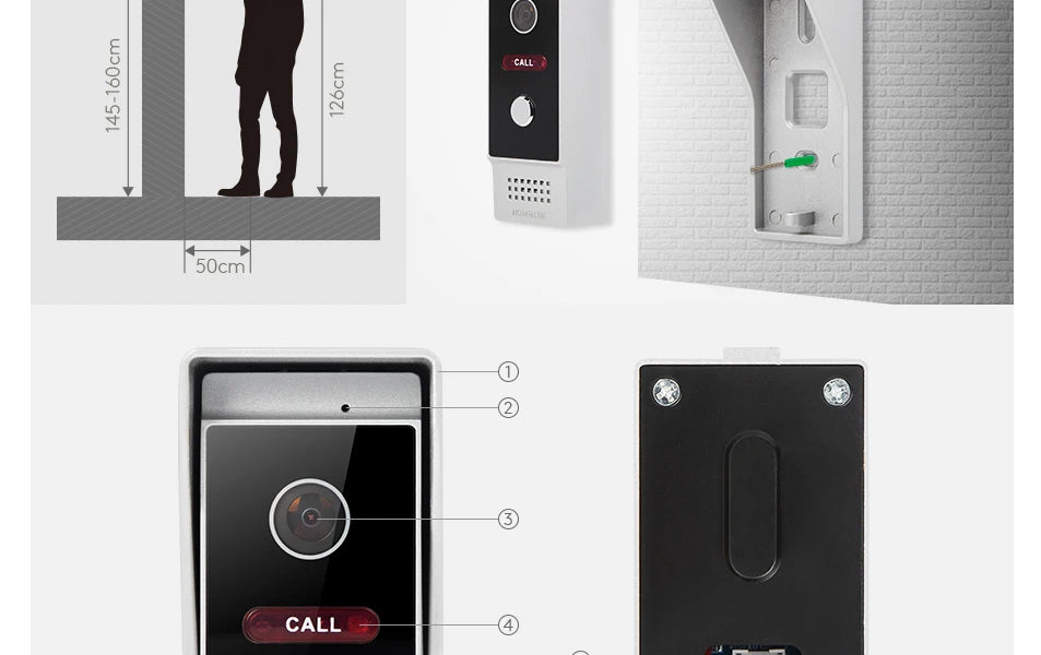 4 Wire M1 HD Doorbell Camera Surface Mount 120° View Angle ONLY for HOMSECUR 1080P Video Door Phone Intercom Home Security