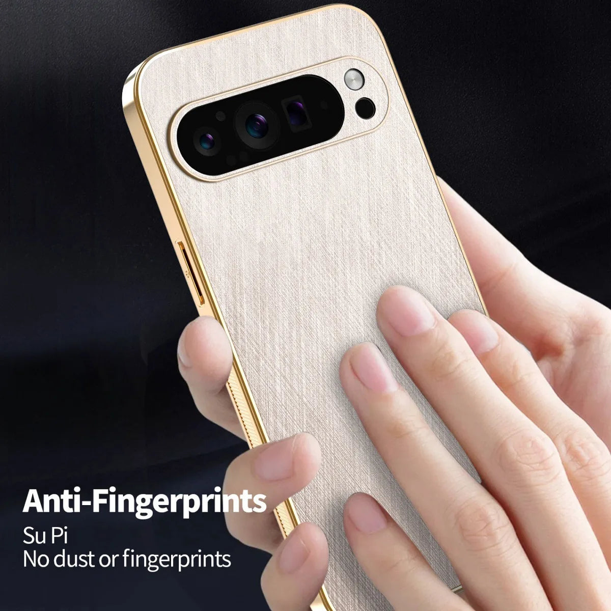 Plating Gold Silk Skin Phone Case for Google Pixel 9 8 7 6 10 Pro XL 8A 7A 6A All Around Protect Shell Leather Shockproof Cover