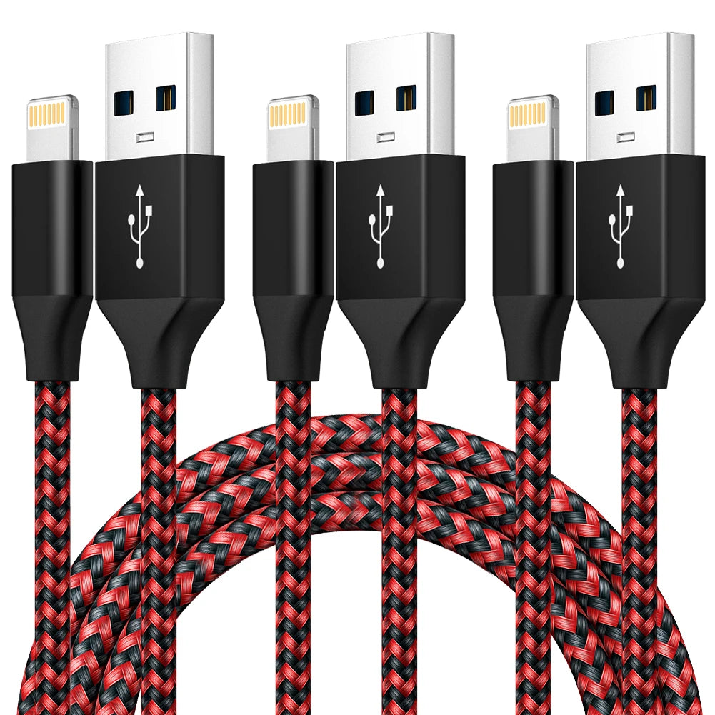 LAIHONEN MFi Certified 1PC/3PCS 10FT USB‑A to Lightning Cable Fast Charging Data Cord for iPhone 14 13 12 X XR