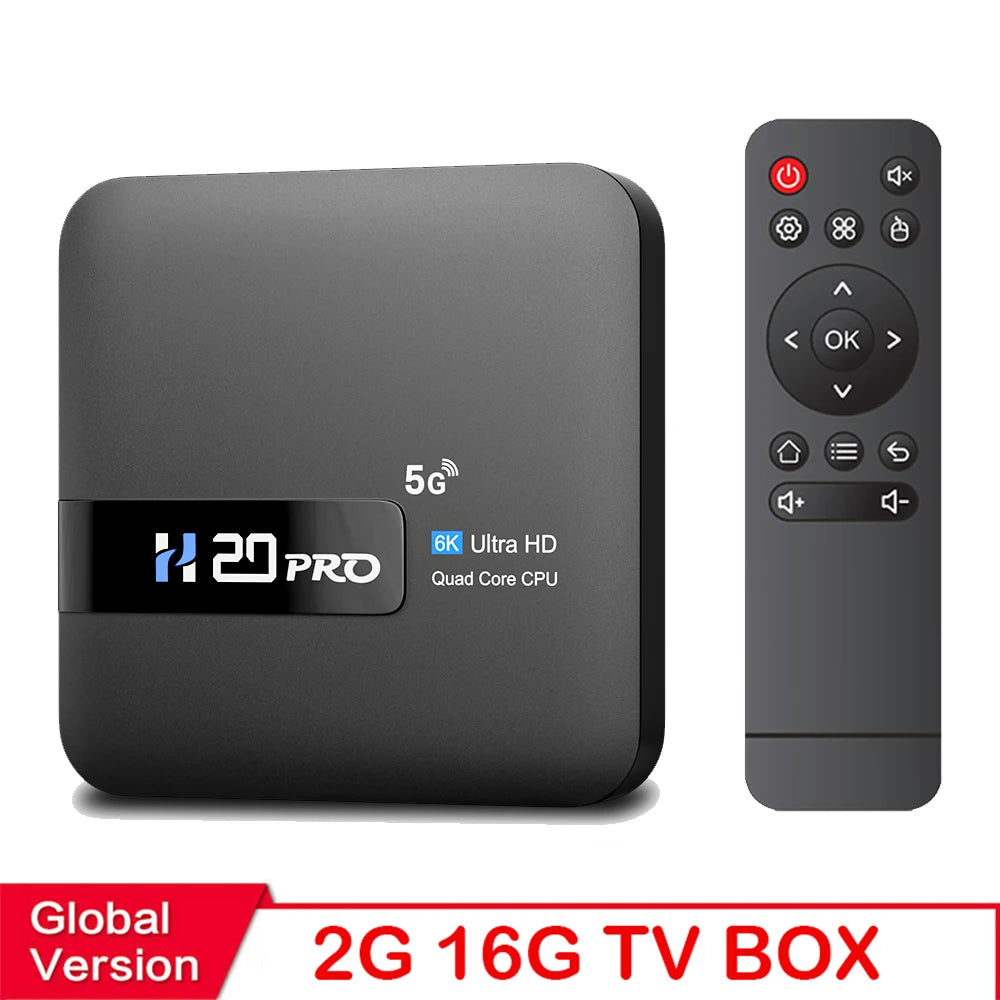 H20PRO Android TV Box Android 10.0 2GB 16GB 2.4&5G WIFI 4K Media Player TV Box Android Play Store Very Fast 1080P Set Top Box