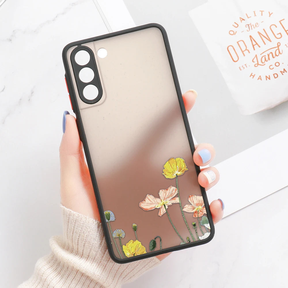 For Samsung S24 S22 S26 Ultra Case Cover Samsung Galaxy S25 S23 Ultra S21 Plus S20 FE Note 20 Ultra Lavender Flowers Clear Cases