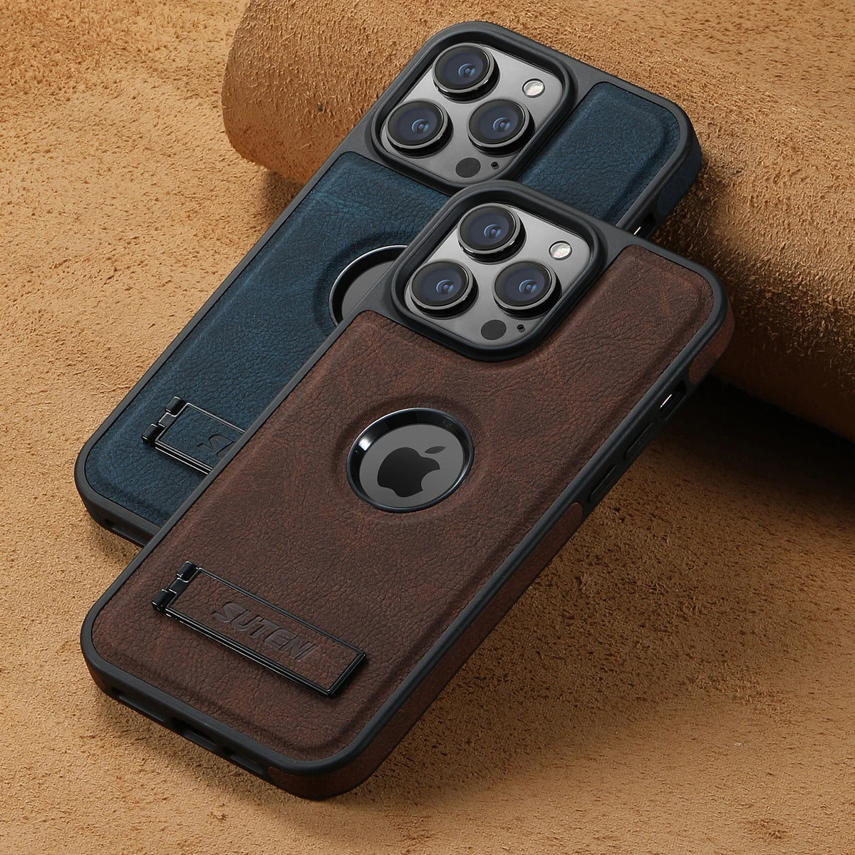 For Magsafe Invisible Bracket Cover For iPhone 12 13 14 15 16 17 18 Pro Max Magnetic Leather Phone Case For IPhone 17 18 Pro Max