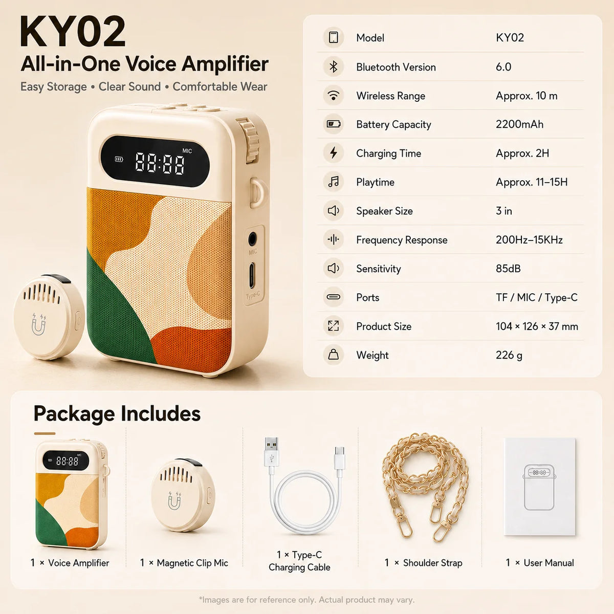 Voice Amplifier for Teachers, 20W Bluetooth 6.0 Speaker, Wireless Magnetic Clip Mic, Rechargeable for Classroom and Training