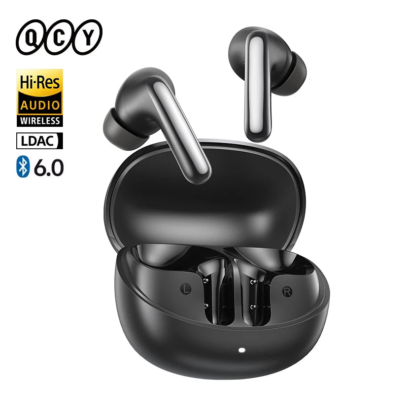 QCY BH25HT19A MeloBuds N60 Hybrid ANC Wireless Bluetooth 6.0 Earbuds LDAC Hi-Res Audio Dual Driver Headphone Bass Boost Earphone
