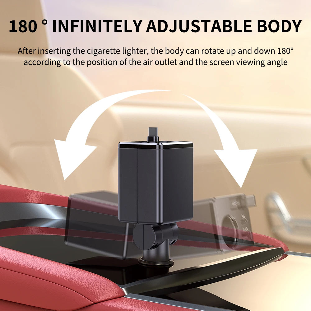 Universal Car Charger 128W Super Fast Charging Cigarette Lighter with Built-In USB-C Retractable Cable for Fast Charging
