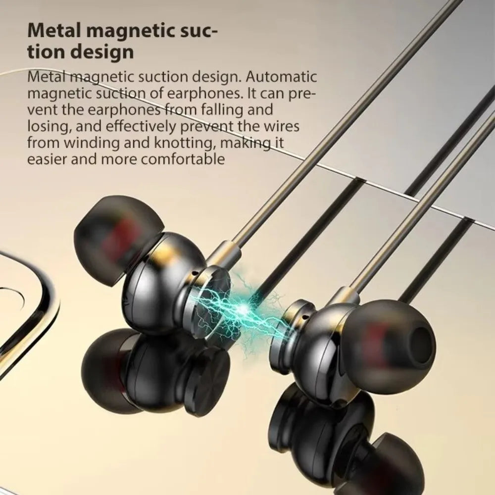 LED Digital Display Wireless Earbuds Neckband Magnetic TF Card Support Earphones Stereo Sound Long Standby