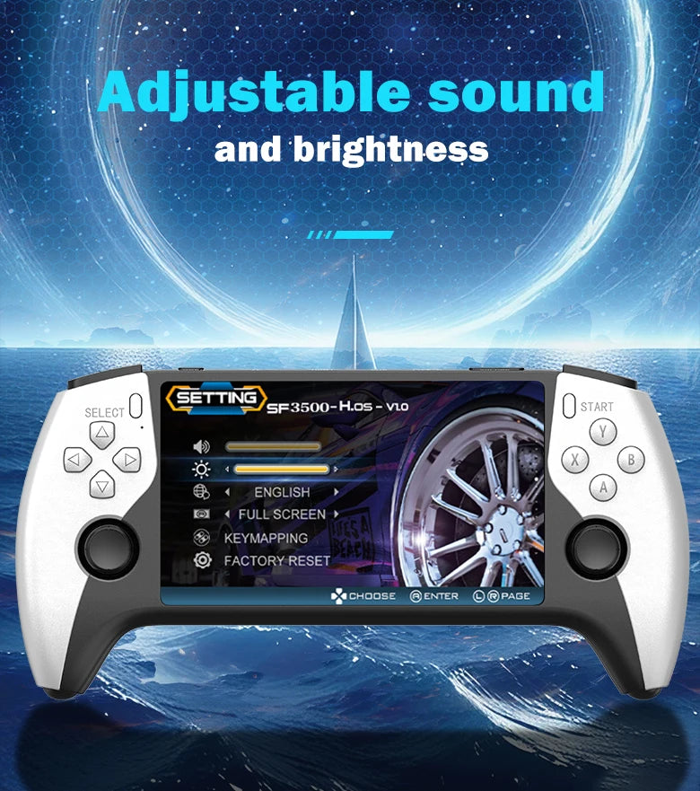 SF3500 Retro Handheld Video Game Console Linux System 5.0 Inch 854*480 IPS Screen 3000mAh Portable Pocket Video Games Player
