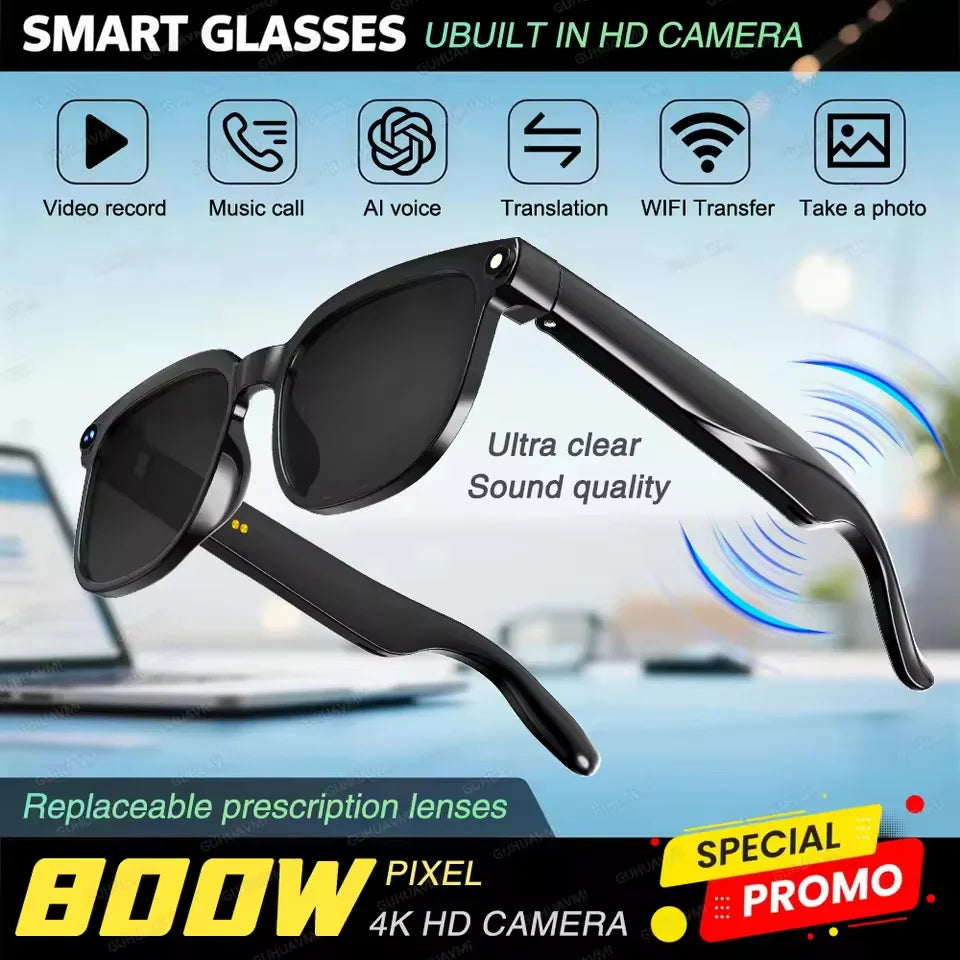 2026New 800W Pixel Camera AI Glasses Smart Translation Photo Video Recording Glasses Waterproof Call 32GB Storage Sunglasses Men