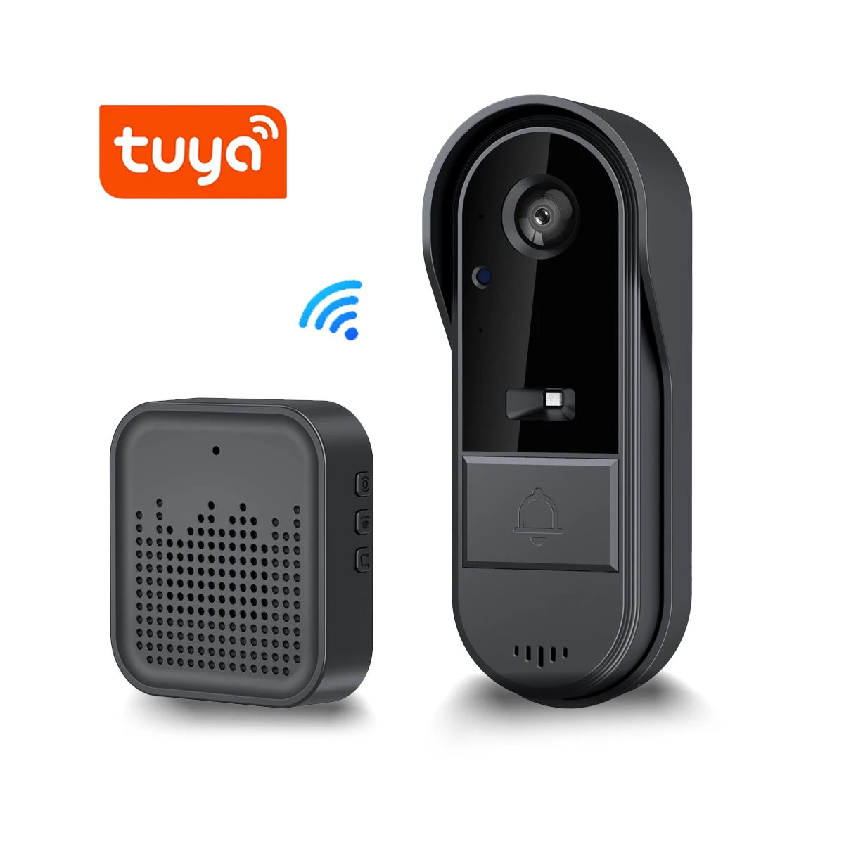 XBIBI Tuya WiFi doorbell, Smart Video Doorbell Camera, 2-way Intercom, Night Vision, microSD/cloud, waterproof, long standby, Wireless Security Camera, Rechargeable Battery