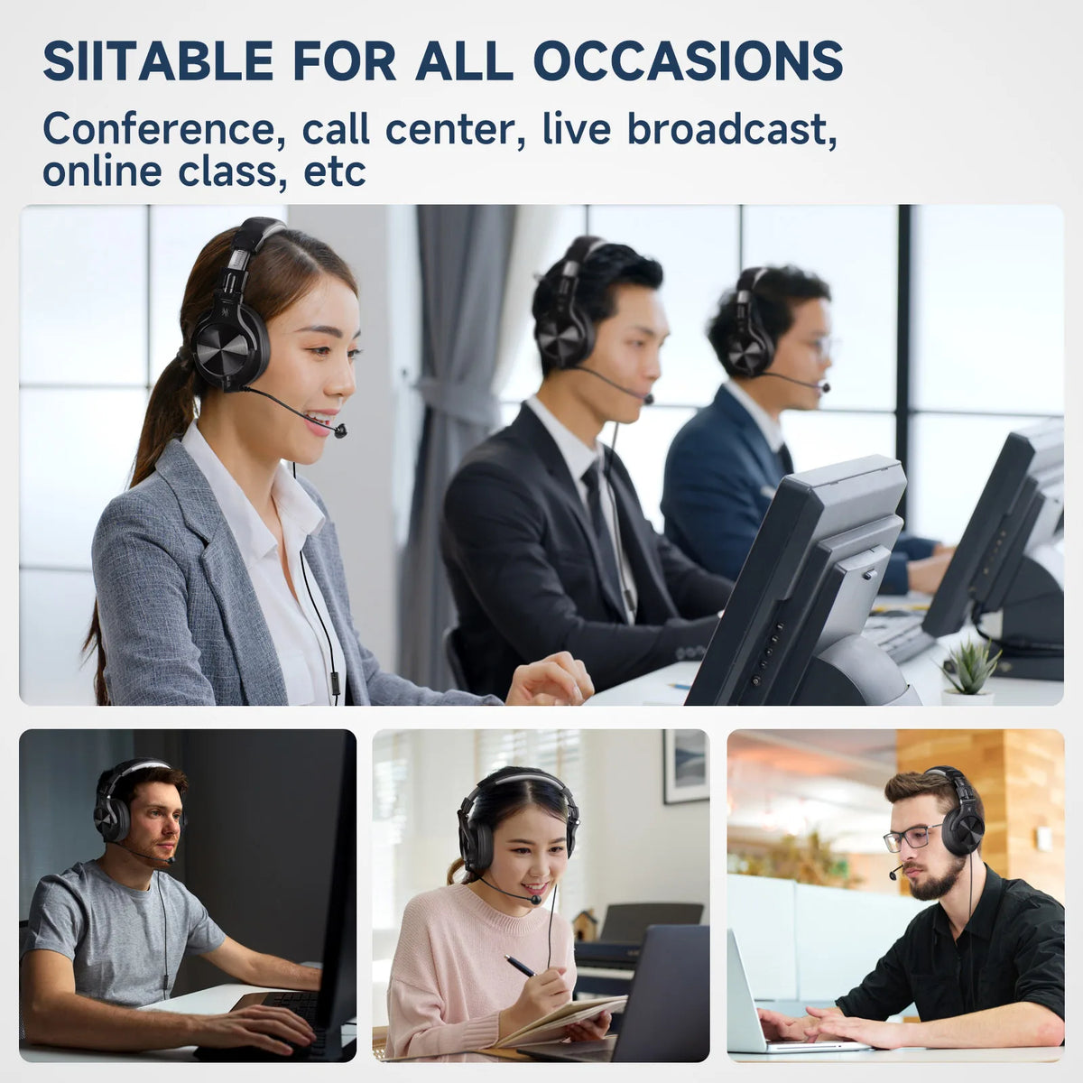 Oneodio A71D Computer Gaming Headset With Detachable Microphone Wired Over Ear Call Center Headphones For PC Skype Office Gamer