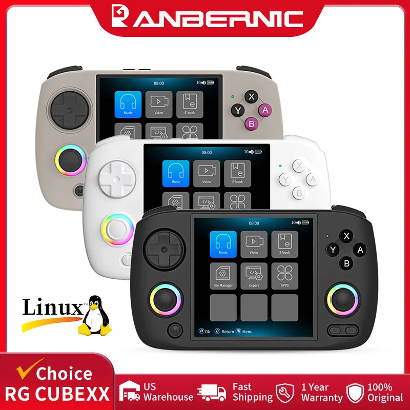 ANBERNIC RG CubeXX Handheld Games Console 3.95" IPS Screen 64-bit Linux System H700 3800mAh Wi-Fi Bluetooth Retro Gaming Player