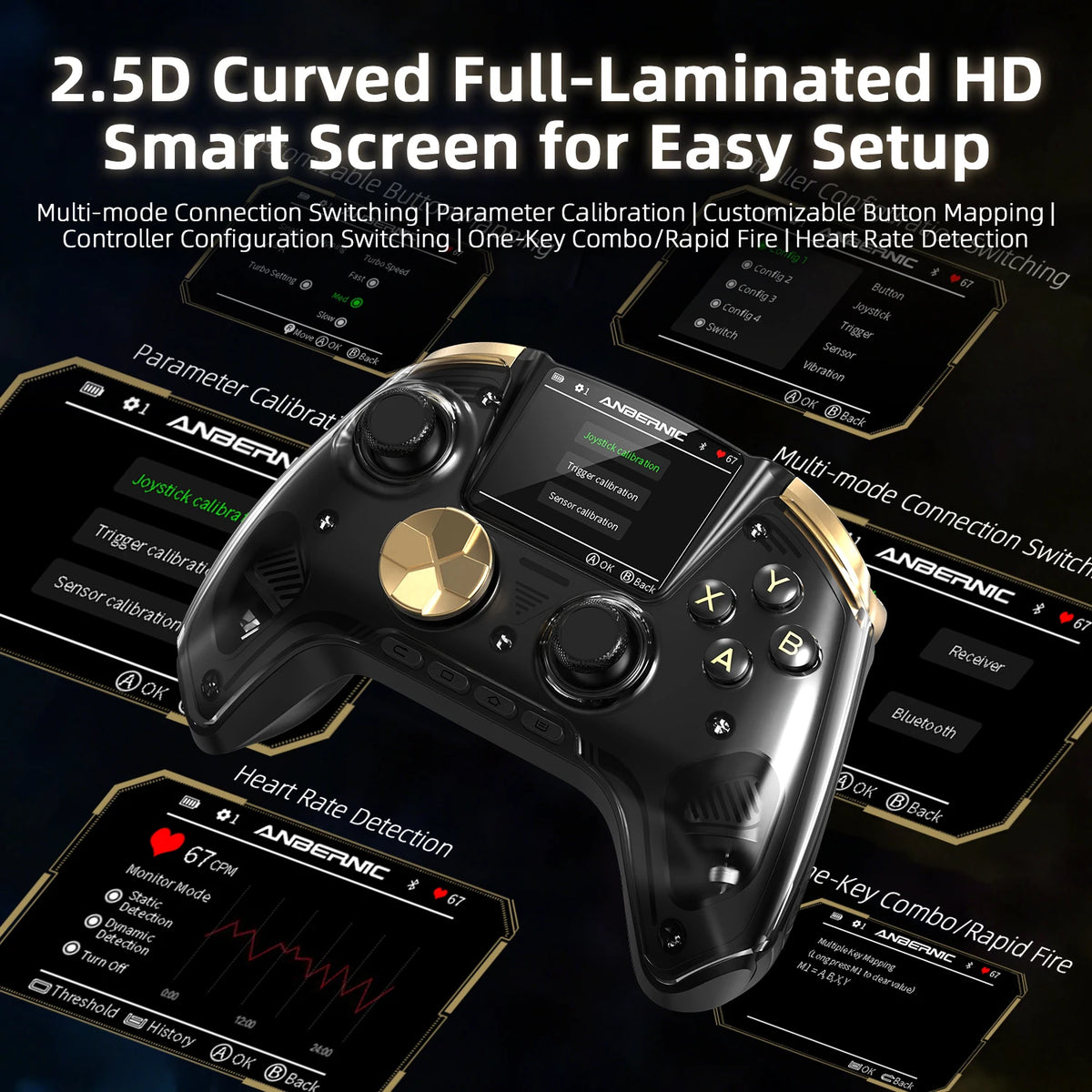 Anbernic RG G01 / RG P01 Retro Games Controller Hall Effect Triggers XBOX Gamepad for PC Android IOS Steam Linux Supports Bluetooth 5.3/Wired/2.4G Wireless