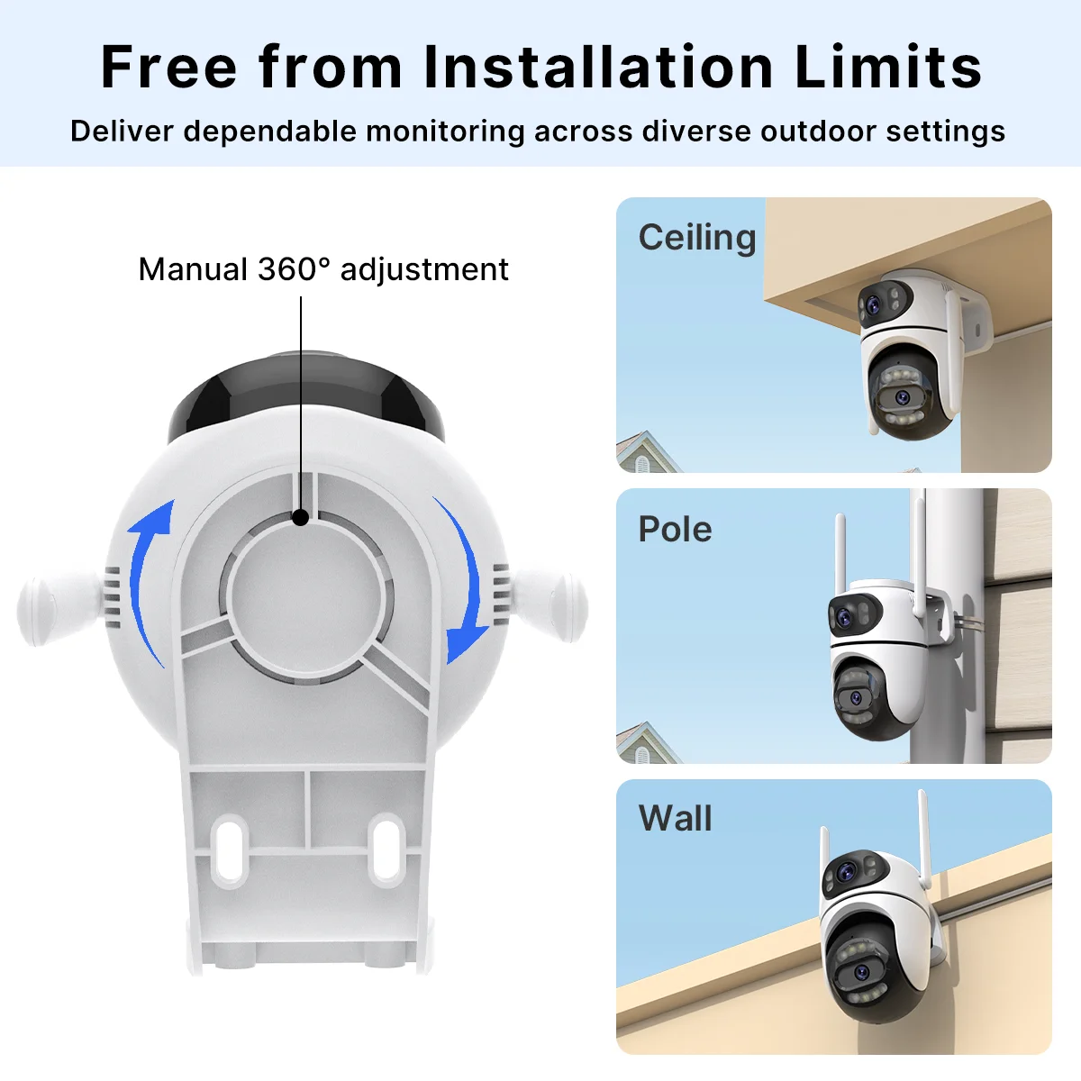 8MP 4K HD Wifi PTZ Camera ICsee APP Dual Lens Dual Screens Video Surveillance IP Camera Ai Tracking Outdoor Home Security CCTV