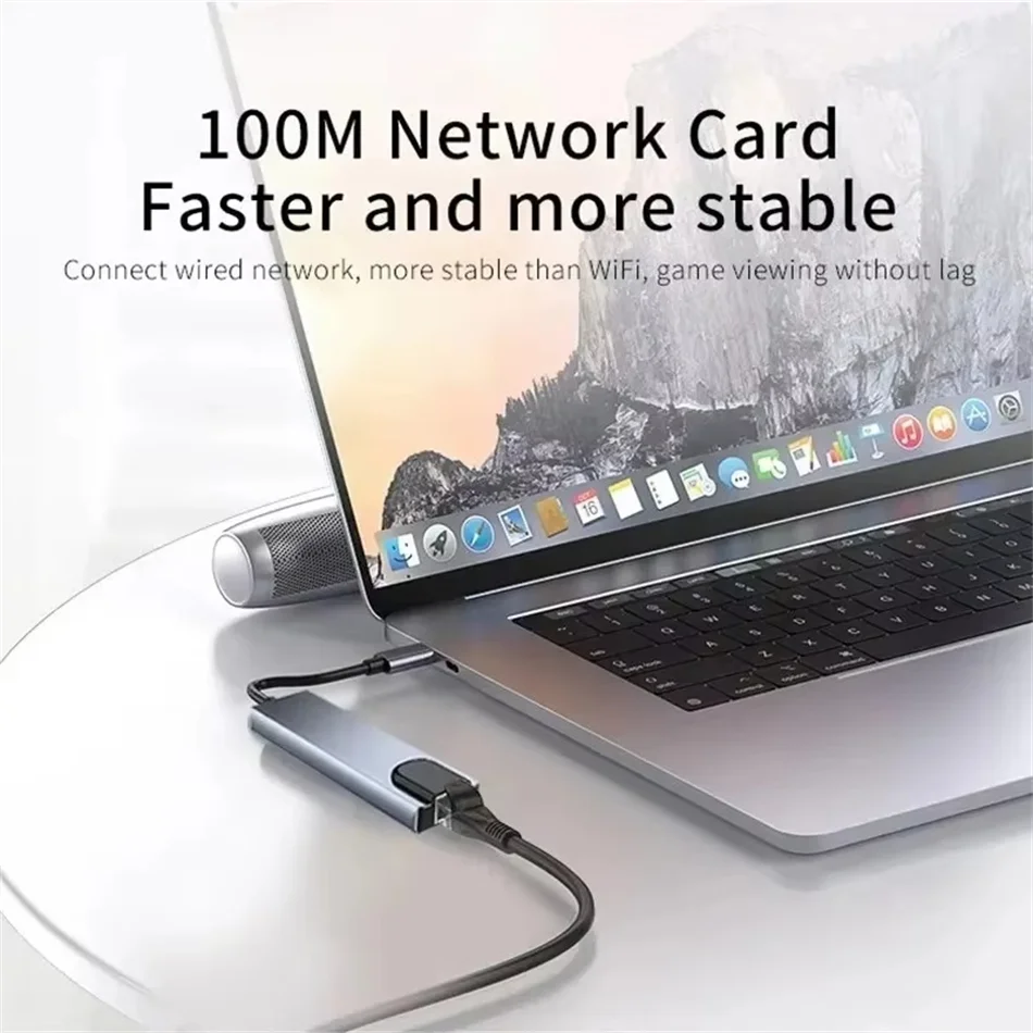 8 in 1 USB C HUB 3.0 Type C Splitter 4K Docking Station Laptop Adapter PD SD TF For Macbook Air M1 iPad Pro RJ45 HDMI-Compatible