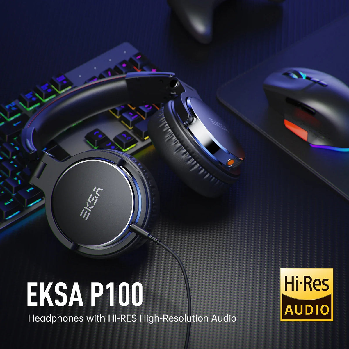 Oneodio EKSA P100 3.5/6.35mm Wired Studio HiFi Headphones Over Ear Professional Hi-Res DJ Monitor Headset With Mic For Guitar