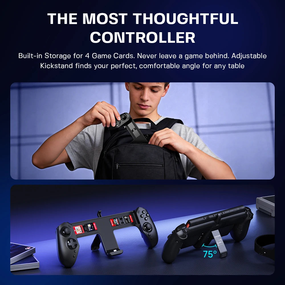 ECHTPower Wired Switch 2 Controller, Hall Effect No Drift, 9-Axis Gyro, Native C Button, 4 Programmable Back Buttons, Adjustable Kickstand, Game Card Slots, RGB Indicator