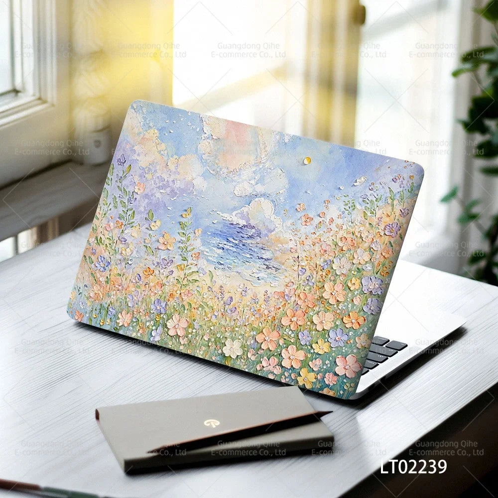 2 PCS Removable Flower Stickers for Laptop PVC Aesthetic Decals Self-Adhesive Peel Off No Residue Tablet Skin MacBook Skin
