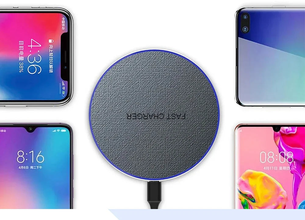 Ultra-Thin Fast Wireless Charger Pad for Samsung Galaxy S25 iPhone 17 16 15 14 13 Pro Max Wireless Induction Charging Station