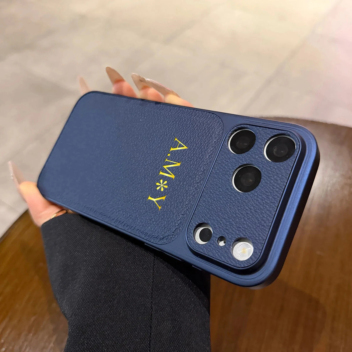 Personalized Luxury Classic Faux Leather Case For iPhone 18 17 16 15 14 13 Pro Max Air Custom Name Gold Hot Foil Engraved Case