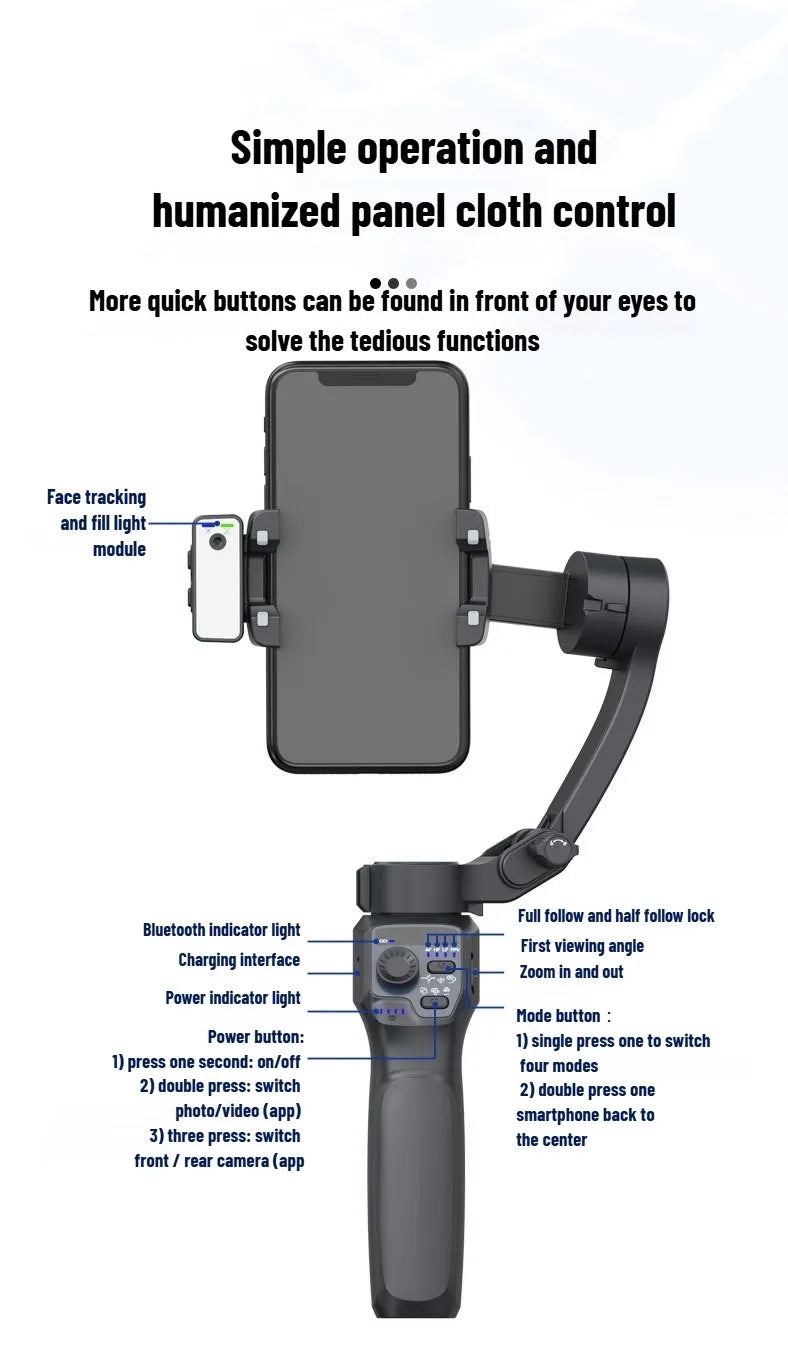 Mobile gimbal stabilizer ,Phone Stabilizer for Video Recording with Face/Object Tracking,3-Axis Gimbal for Android,iPhone