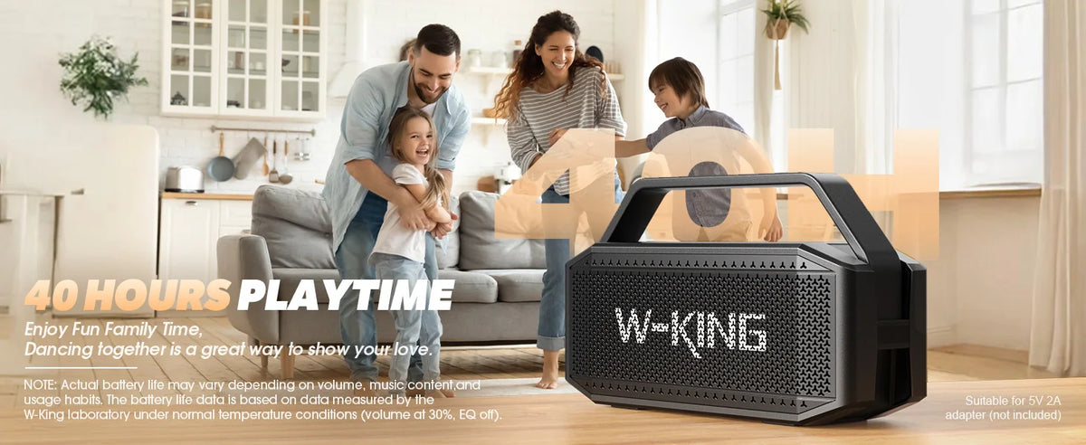 W-KING D9-1 100W Peak 60W RMS Deep Bass Bluetooth Speaker, IPX6 Portable Waterproof Loud Bluetooth Speakers Wireless with Subwoofer