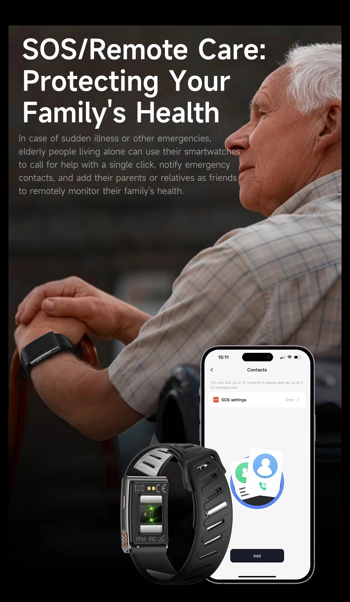 2026 New Screenless ECG+PPG Health Smart Bracelets 24/7 Heart Rate SpO2 Blood Pressure Body Fat 3ATM Fitness Tracker Smart Band
