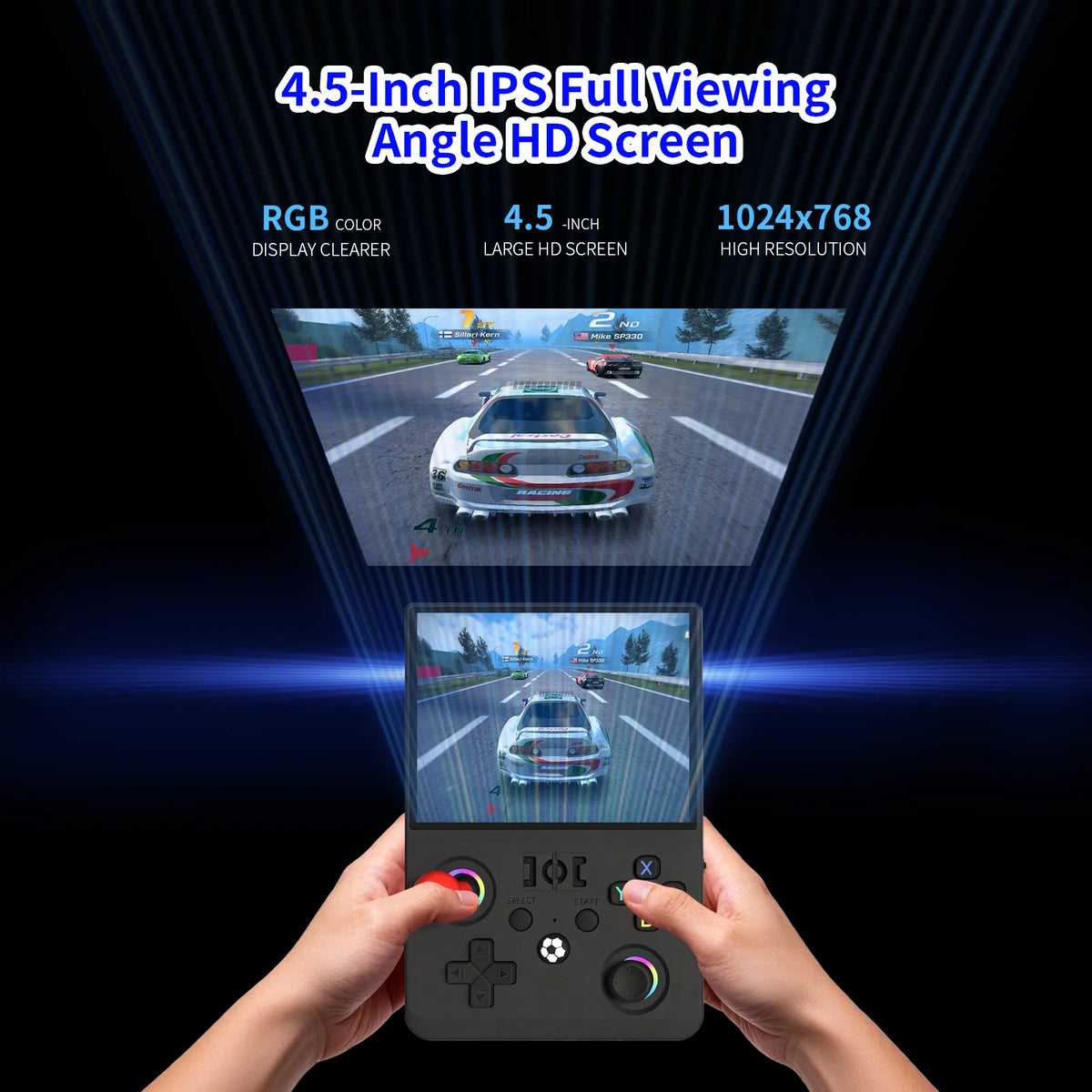 MAXⅡ 2026 Newest 4.5 Inch Retro Handheld Game Console 1024x768 IPS HD Screen Portable Open Source Linux System with 2*Joys