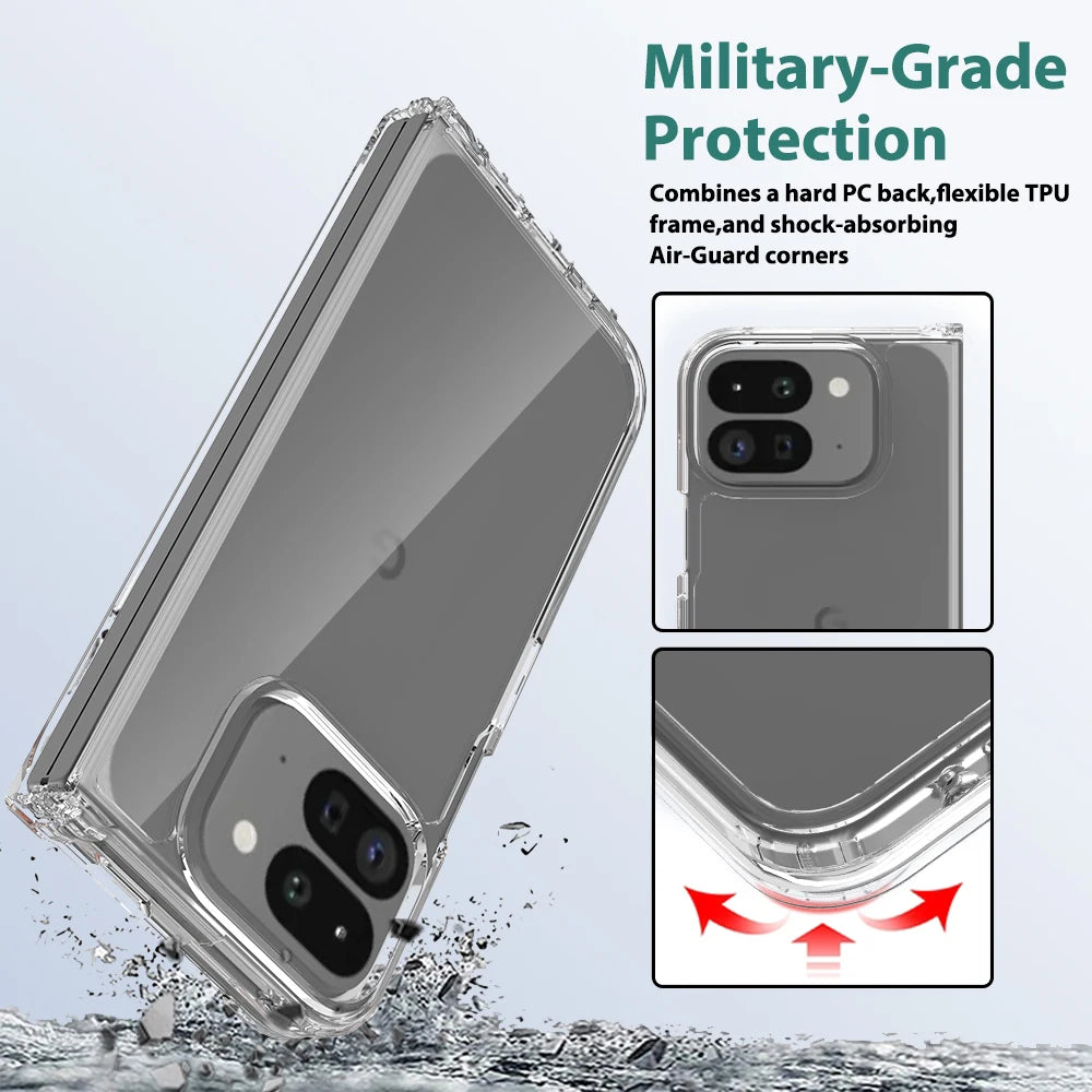 Case For Google Pixel 9 Pro Fold Fold2 Luxury Acrylic Transparent Folding Cover For Pixel9 Pro Fold Thin Shockproof Bumper Funda