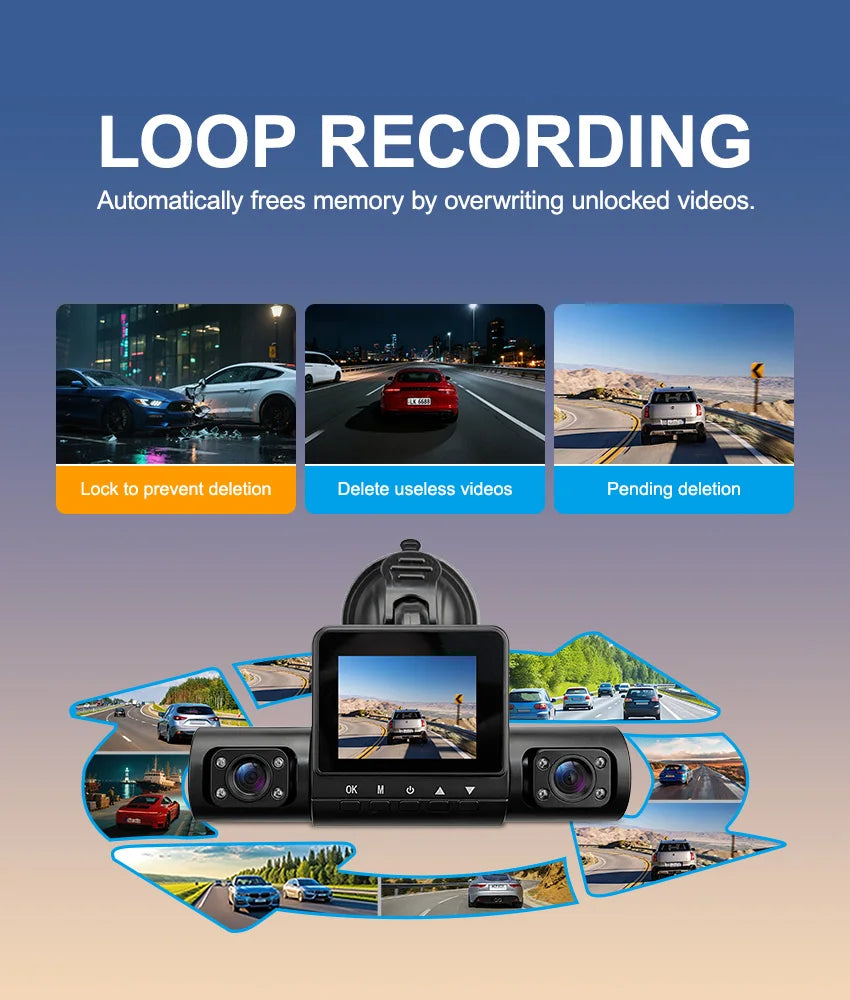 HD1080P 4channels Dashcam 2inch IPS Car Camera Night Vision Recording Auto DVR Loop Dash Recorder Vehicle Accessories