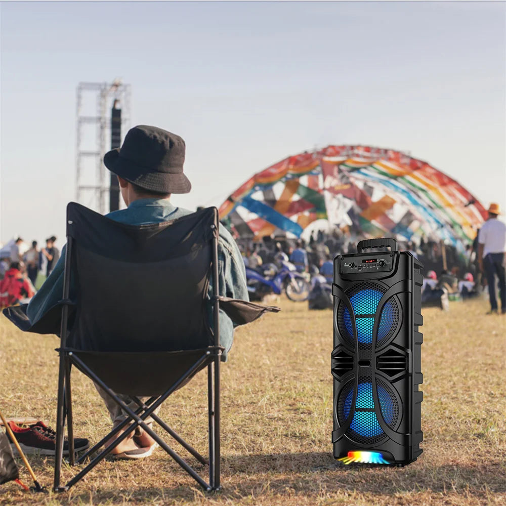 6000W Portable Party Bluetooth Speaker Sound System Rechargeable Outdoor Loud Karaoke Dual 8 " Speaker