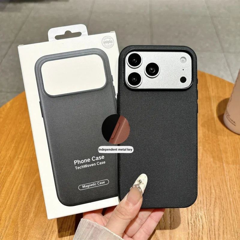 Luxury Official Technology Woven Magnetic Case For iPhone 18 17 16 15 14 13 Pro Max For Magsafe Technical Fabric Original Cover
