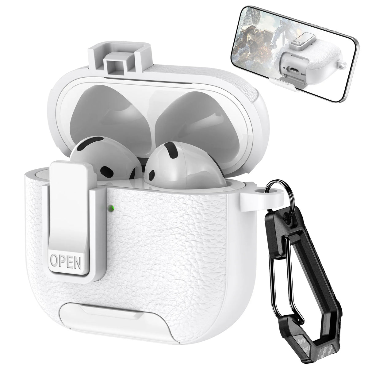 2025 New For AirPods 4 Case Latch wireless Bluetooth earphone Accessories Cover dermatoglyph Mobile phone holder switch Cases 3D