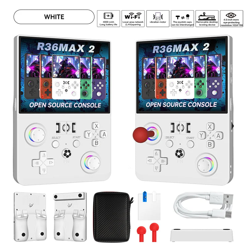 MAXⅡ 2026 Newest 4.5 Inch Retro Handheld Game Console 1024x768 IPS HD Screen Portable Open Source Linux System with 2*Joys