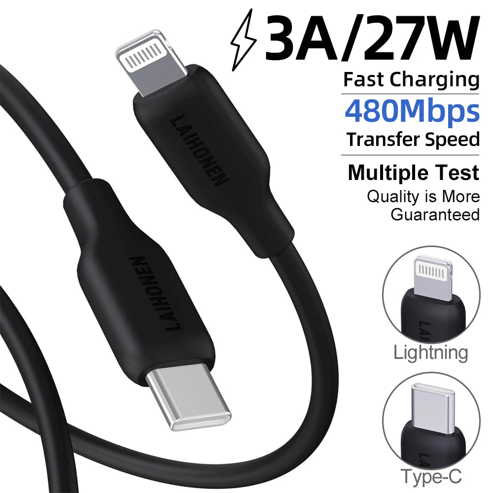 LAIHONEN USB C to Lightning Fast Charging Cable, Flexible Silicone Durable, For iPhone 13 12 11 Pro Max X XS XR iPad